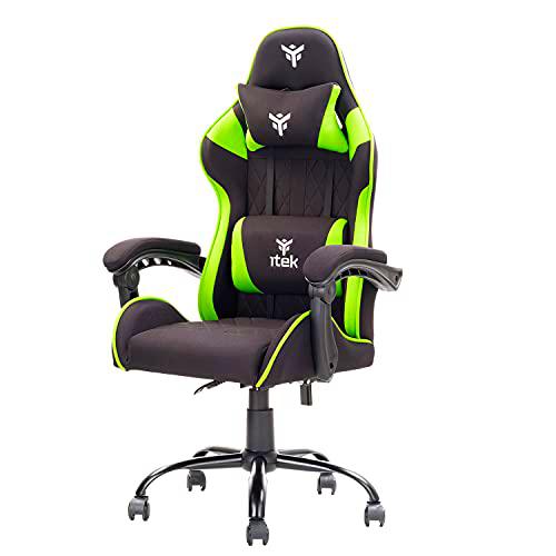 Itek Gaming Chair Rhombus FF10, Tejido, Negro Y Verde, Normale