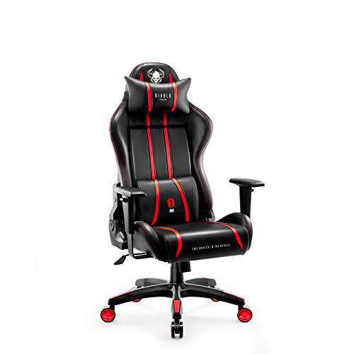 Diablo X-One 2.0 Silla Gaming para Niños Gamer Oficina Sillon de Ordenador Reposabrazos Ajustables Cuello/Cojín Lumbar Diseño Ergonómico Rojo Kids (S)