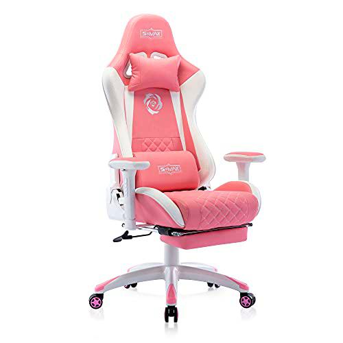 S*MAX Silla Gaming con reposapies Rosado 1