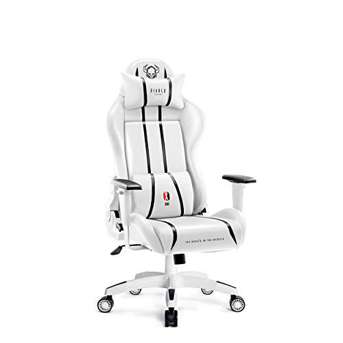 Diablo X-One 2.0 Silla Gaming Gamer Oficina Sillon de Ordenador Reposabrazos Ajustables Cuello/Cojín Lumbar Diseño Ergonómico (Blanco, Kids (S))