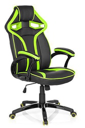 hjh OFFICE 722210 Silla Gaming Guardian Piel sintética Negro/Verde Silla de Escritorio