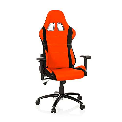 hjh OFFICE 729340 Silla giratoria Gaming Game Force Tela Negro/Naranja