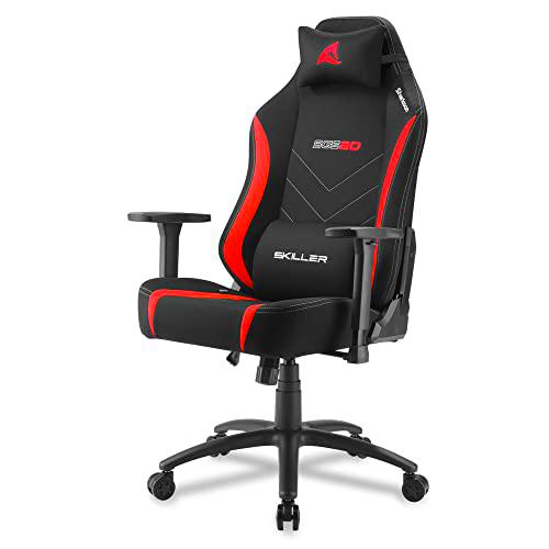 Sharkoon Silla Gaming, Acero aleado, Blanco/Rojo, Normal