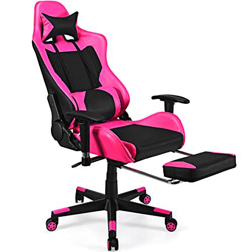 COSTWAY Silla Gaming, Asiento Gamer Giratorio Ergonómico