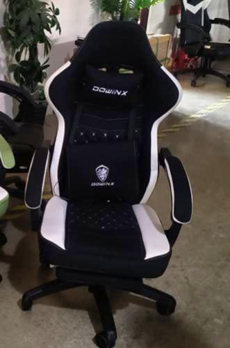 Dowinx Gaming Silla Gamer Silla con reposapiés Negro Blanco