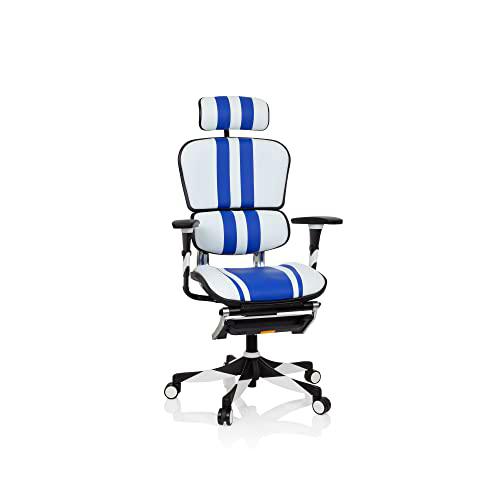 hjh OFFICE 652421 Silla Gaming ERGOHUMAN Elite Cuero Blanco/Azul