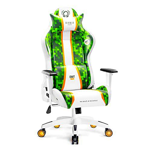 Diablo X-One 2.0 Silla Gaming Gamer Oficina Sillon de Ordenador Reposabrazos Ajustables Cuello/Cojín Lumbar Diseño Ergonómico (Craft, King (XL))