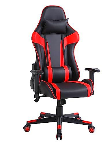 One Living Silla de Gaming Raptor Respaldo Reclinable Altura Ajustable con Apoyabrazos (Negro/Rojo)