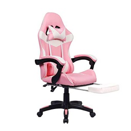 Neo® Silla de oficina ejecutiva de cuero de la PU del deporte del juego del coche de carreras con el apoyo lumbar con el reposapiés (rosa)