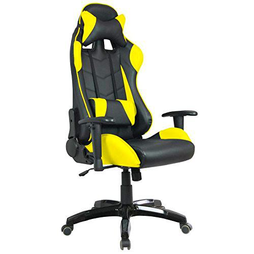 Silla de Oficina con Asiento Baquet Racing (Negro y Amarillo)