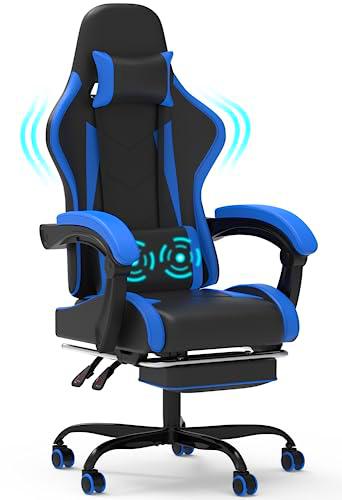 Devoko Silla Gaming con Masajeador, Silla Oficina con Reposapiés