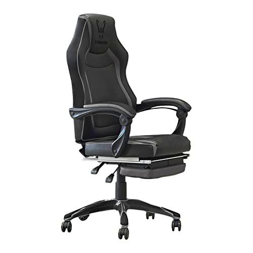 Woxter Stinger Station RX Black - Silla Gaming (Eje de Acero,Levantamiento (Gas Pistón Clase 4),reposapiés Extensible,apoyabrazos ergonómicos,inclinación hasta 170º,Ruedas silenciosas antiarañazos