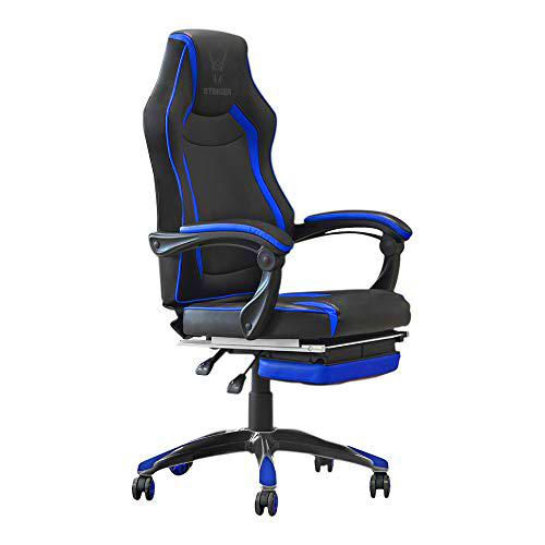 Woxter Stinger Station RX Blue - Silla Gaming (Eje de Acero,Levantamiento(Gas Pistón Clase 4),reposapiés Extensible,apoyabrazos ergonómicos,inclinación hasta 170º,Ruedas silenciosas antiarañazos