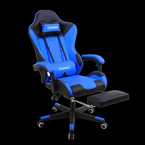 Herzberg, HG8081-BLU, Silla de Oficina y Gaming, Cuero PVC