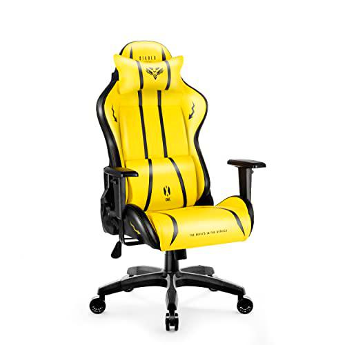 Diablo X-One 2.0 Silla Gaming Gamer Oficina Sillon de Ordenador Reposabrazos Ajustables Cuello/Cojín Lumbar Diseño Ergonómico (Electric Yellow