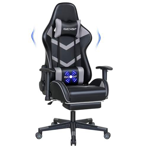 Fullwatt Silla de gaming, silla de carreras de masaje con reposapiés