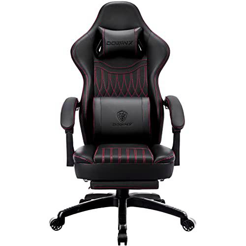 Dowinx Silla de gaming con cojín de primavera, silla de carreras para gamer con masaje lumbar