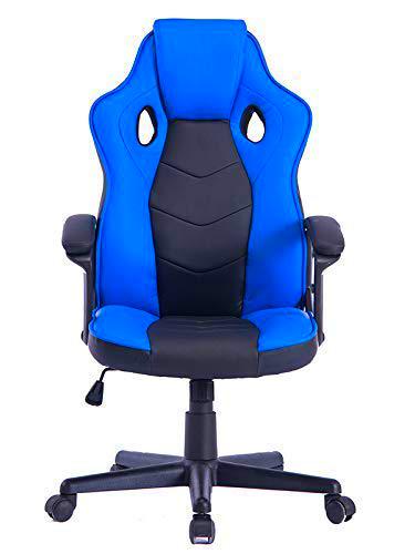 HOGAR24 ES Silla Gaming de Ordenador Oficina Ergonómica para Gamers Especial Videojuegos Piel Sintética Acolchada