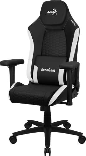 Aerocool CROWNBW Blanco, Silla Gaming Ergonómica, Cojines Ajustables