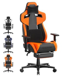 Ferghana Silla Gaming Ergonómica,Sillas Gamer Profesional Altura Regulable Basculante con Cojín Lumbar,Reposacabezas,Reposapiés,Silla de Juegos,Silla de Oficina con Respaldo Regulable (Naranja)