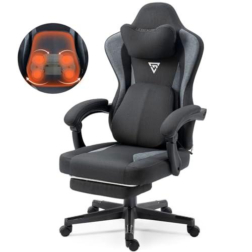 Vigosit Silla de gaming con soporte lumbar de masaje calentado