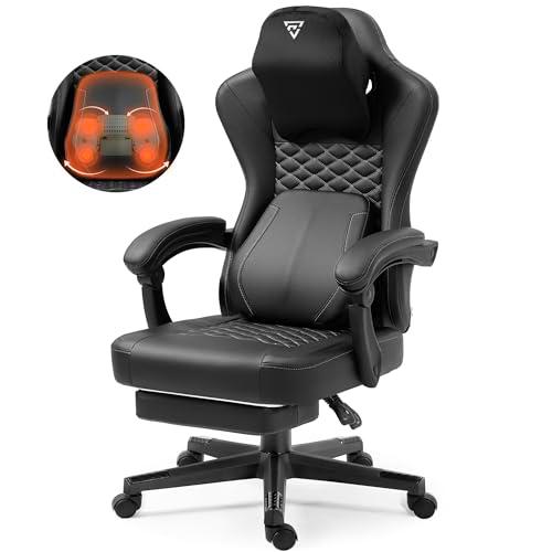 Vigosit Silla de gaming con soporte lumbar de masaje calentado