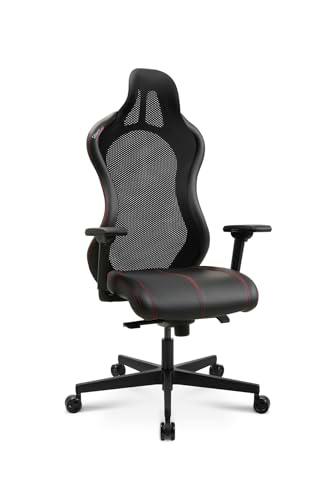 TOPSTAR Sitness RS Sport Plus Silla de Gaming, Costura roja Negra