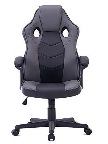 HOGAR24 ES Silla Gaming de Ordenador Oficina Ergonómica para Gamers Especial Videojuegos Piel Sintética Acolchada