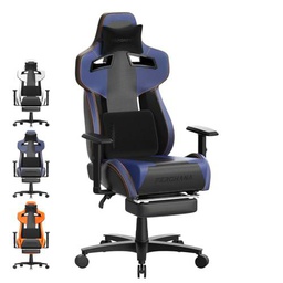 Ferghana Silla Gaming Ergonómica,Sillas Gamer Profesional Altura Regulable Basculante con Cojín Lumbar,Reposacabezas,Reposapiés,Silla de Juegos,Silla de Oficina con Respaldo Regulable (Azul)