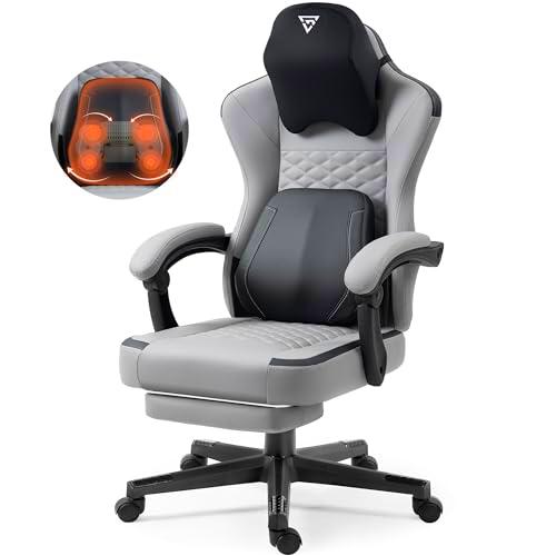 Vigosit Silla de gaming con soporte lumbar de masaje calentado