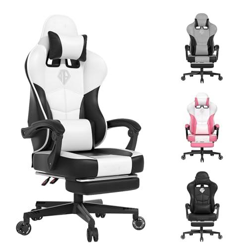 Popsit Silla de oficina ergonómica para videojuegos con reposacabezas y soporte lumbar para videojuegos