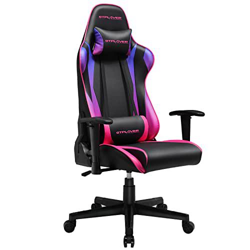 GTPLAYER Silla Gaming Ergonómica Silla Gamer Reclinable con Cojín Lumbar y Reposacabeza Sillas Gaming Regulable en Altura para Juegos de Estudio y Trabajo Deslumbrar