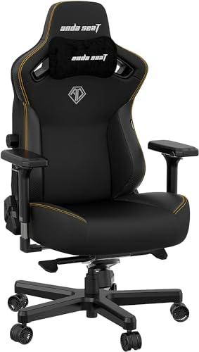 Anda Seat Kaiser 3 Sillas Gaming Grandes - Silla Gaming Ergonómica de Cuero PVC Negro para Adultos