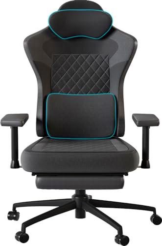 JUMMICO Silla de gaming de tela con espuma de memoria con soporte lumbar y reposacabezas