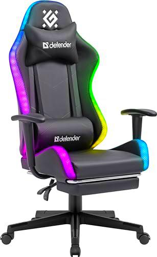 Defender - Silla de gaming con iluminación RGB, ergonómica