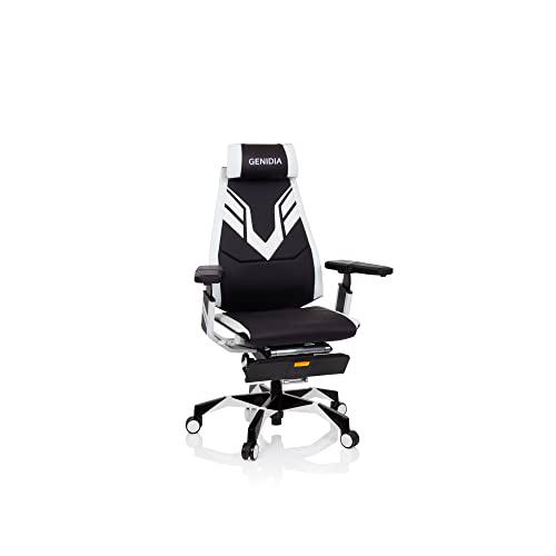 hjh OFFICE 652414 Silla Gaming GENIDIA Elite Pro Negro/Blanco Piel sintética