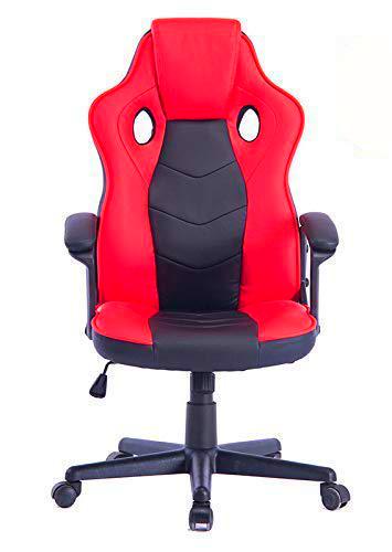 HOGAR24 ES Silla Gaming de Ordenador Oficina Ergonómica para Gamers Especial Videojuegos Piel Sintética Acolchada