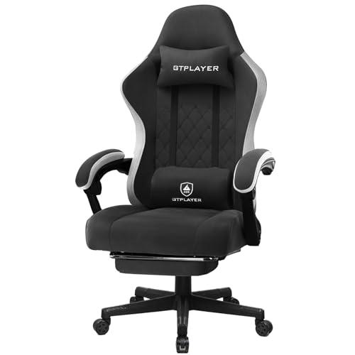 GTPLAYER Silla Gaming Tela Ergonómica Transpirable Silla Gamer Reclinable con Reposapiés