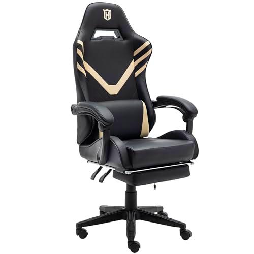 LXRADEO Silla de Juego Sillón reclinable ergonómico de Estilo de Carreras con Soporte Lumbar de Masaje