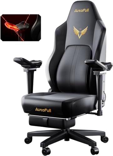 AutoFull M6 Gaming Silla de Oficina con reposabrazos Ajustables 6D y Soporte Lumbar dinámico automático de Seguimiento dinámico de Piel sintética para Adultos con reposapiés Negro