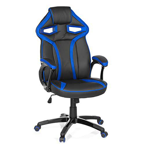 hjh OFFICE 722200 Silla Gaming Guardian Piel sintética Negro/Azul