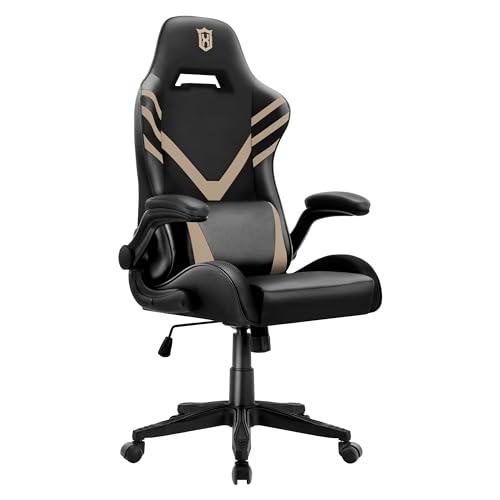 LXRADEO Silla Gaming Sillón Gamer Ergonómico Silla Gamer Cuero PU Silla De Oficina,Adeira Gaming Chair Silla de Ordenador,Silla de Juego con Soporte Lumbar de Masaje,Giratorio 360 Grados,160KG,Beige