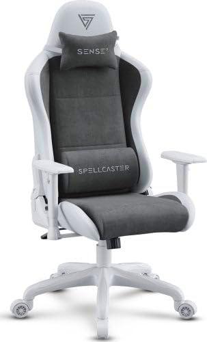 SENSE7 Spellcaster FUKU PU Suede White Gray Silla de Juego