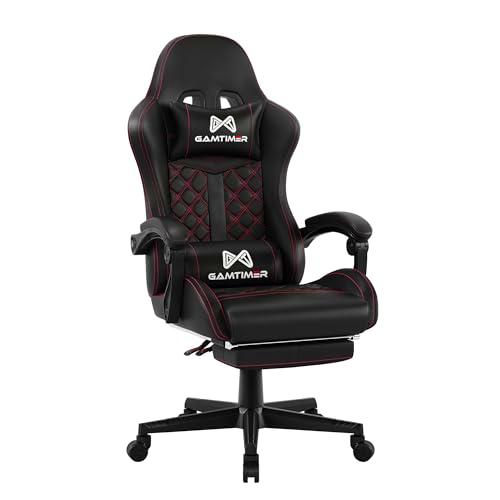 Gamtimer Silla Gaming, Silla de Ordenador ergonómica con reposapiés y Apoyo Lumbar