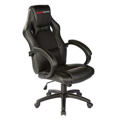 Mars Gaming MGC1BK Silla Profesional, Poliuretano, Negro