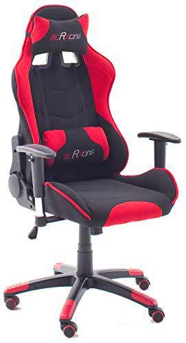 MC Racing 1 Silla Gaming, 100% Poliester, Negro y Rojo