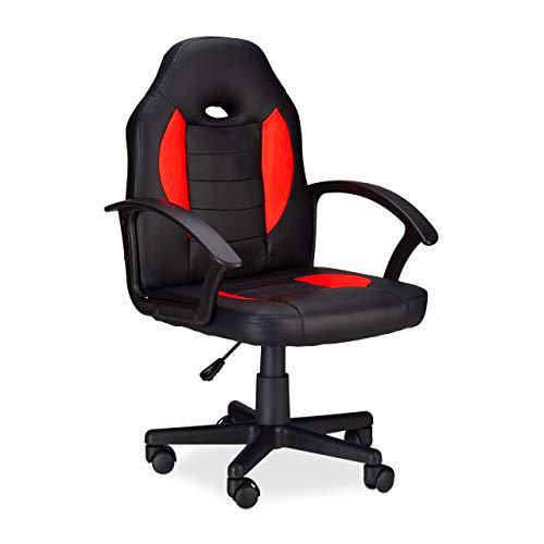 Relaxdays Silla Gaming XR7 Ergonómica, Piel Sintética