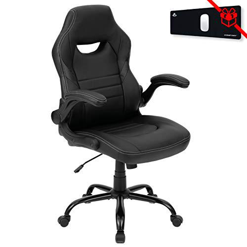 COMIFORT Silla Gaming Suzuka con Espuma de Alta Densidad y Reposabrazos Abatibles con Acolchado y Tapizado