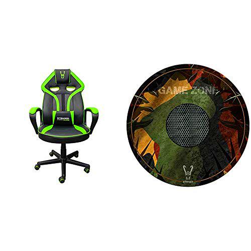 Woxter Stinger Station Alien V2.0 Green - Silla gaming con eje de acero + Alfombrilla Gaming de suelo