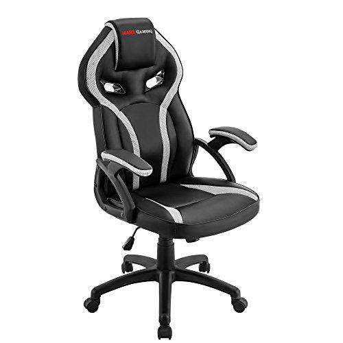 Mars Gaming MGC118BW, Silla Gaming Ergonómica en PU y Nylon